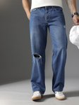 Men Smart Mid-Rise Light Fade Pure Cotton Baggy Jeans