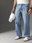 Men Smart Mid-Rise Light Fade Pure Cotton Baggy Jeans