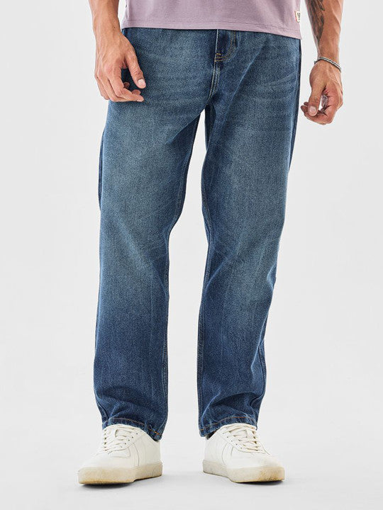 Men Blue Mid-Rise Baggy Jeans