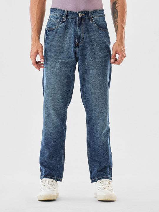 Men Blue Mid-Rise Baggy Jeans