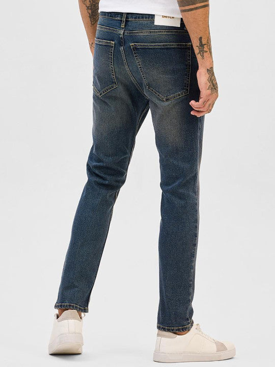 Men Smart Slim Fit Light Fade Stretchable Jeans