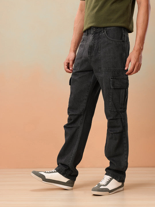 Men Straight Fit Mid-Rise Pure Cotton Jeans