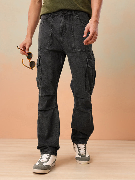 Men Straight Fit Mid-Rise Pure Cotton Jeans