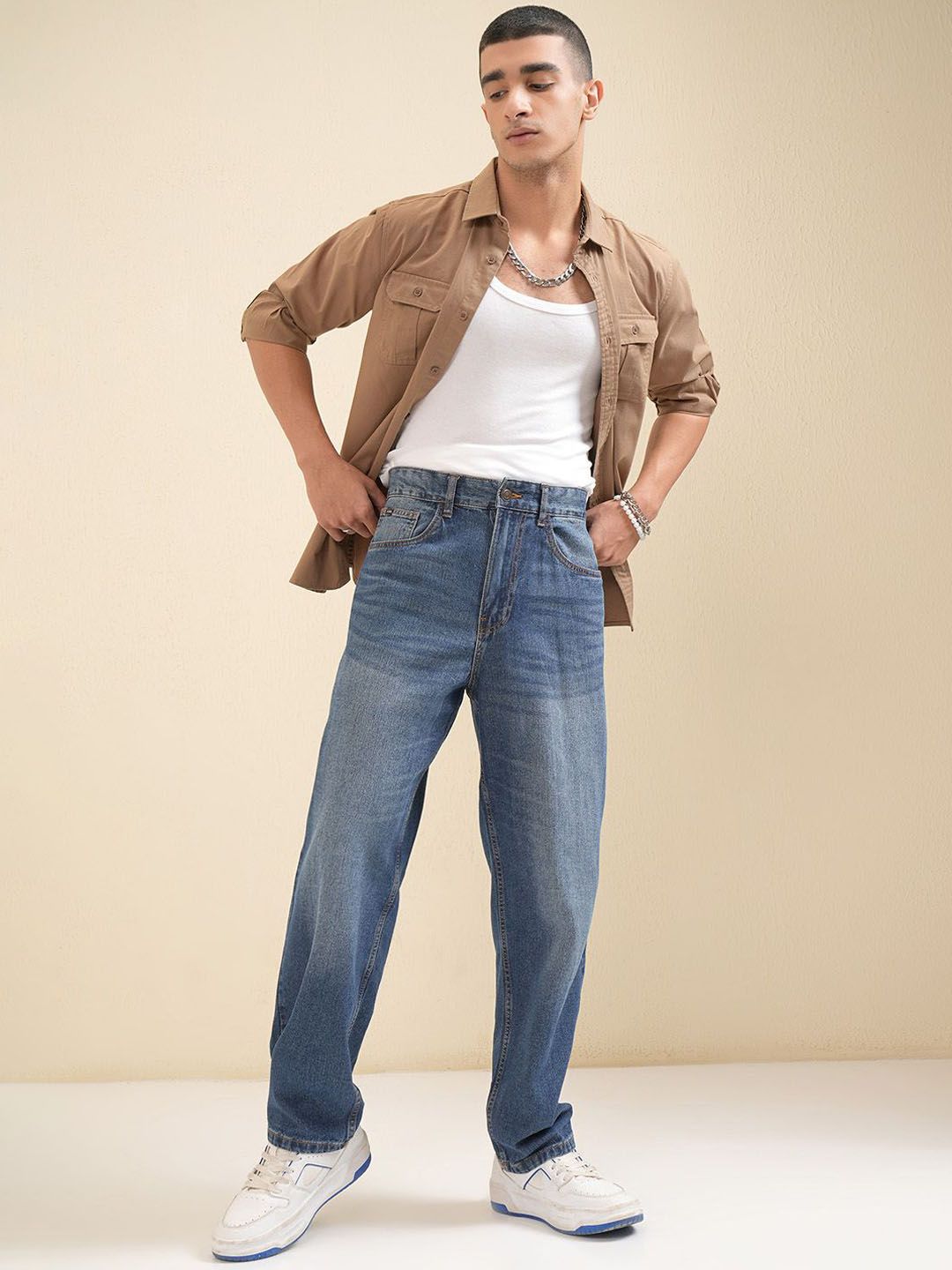 Men Relaxed Fit Heavy Fade Loose Fit Jeans